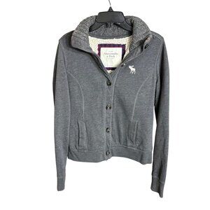 Abercrombie & Fitch Button Down Sweater Jacket Gray Size Large